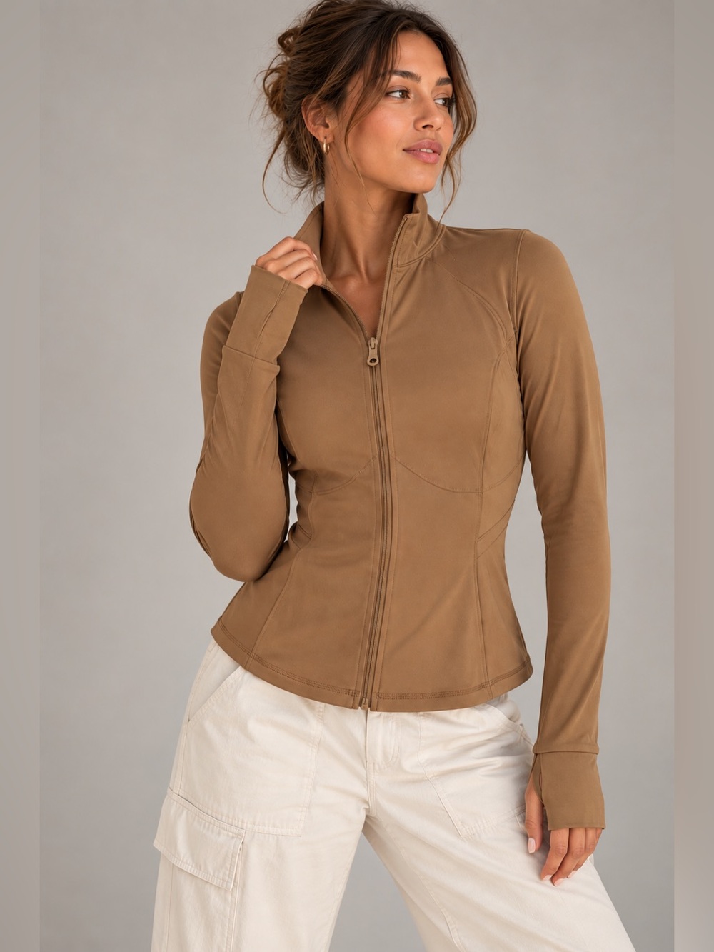 NWT Girlfriend Collective Parker Seamed Jacket Brown Small